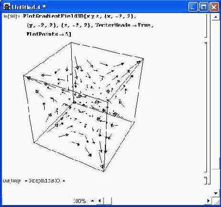 Пример построения графика градиента поля направленными стрелками