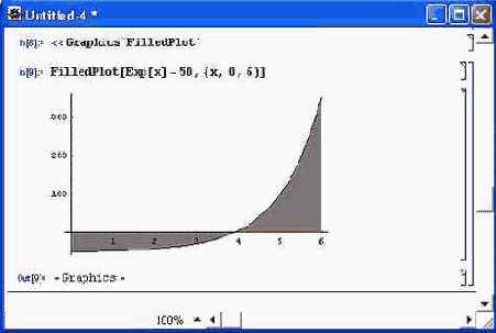 Построение экспоненты с закраской областей между ней и осью абсцисс