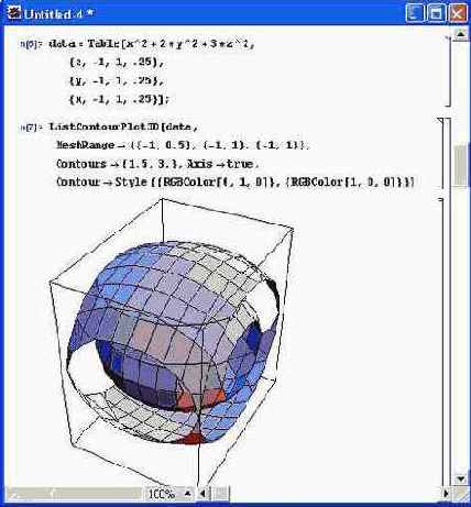 ���������� �������� ��������� �������� � ContourPlot3D