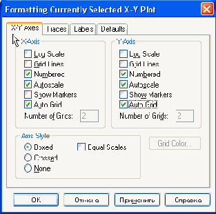 ���������� ���� Formatting Currently Selected X-Y Plot