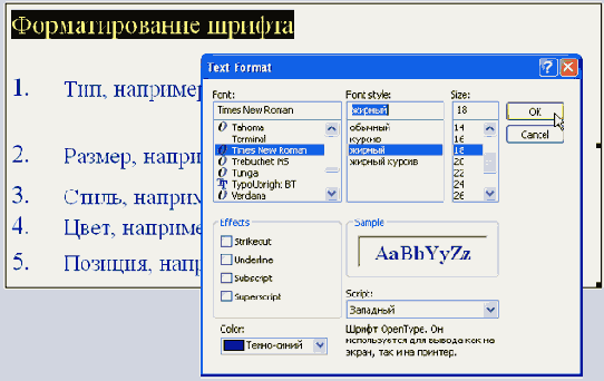 ���������� ���� Text Format