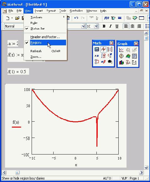 Вид документа с выделенными границами регионов