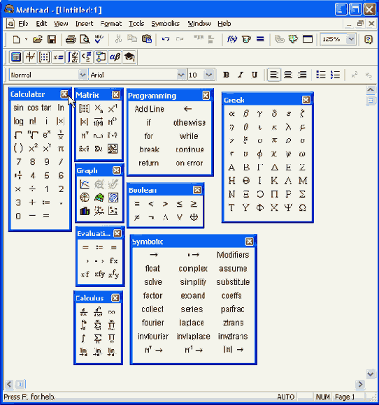 Математические панели инструментов