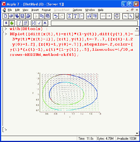 ������� DEplot �� ������ DEtools