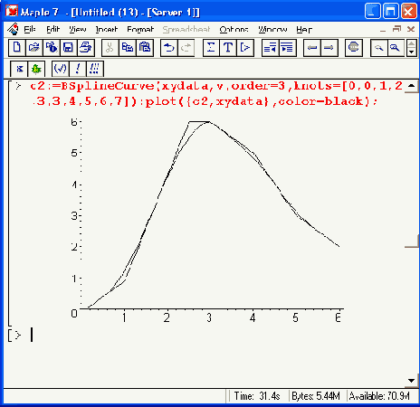 ������� ���������� �-���������� ������ BsplineCurve