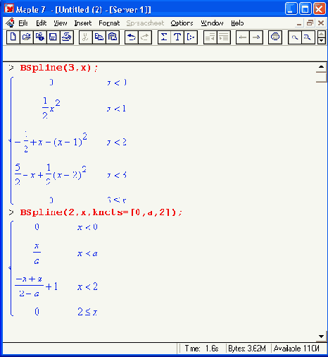������� ���������� �-�������� Bspline