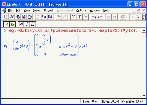 ��������� ������� dsolve, �������� ������� 