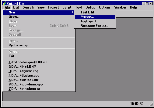 ����������������. Borland C++ 5.02 ���������������� �������� ����.