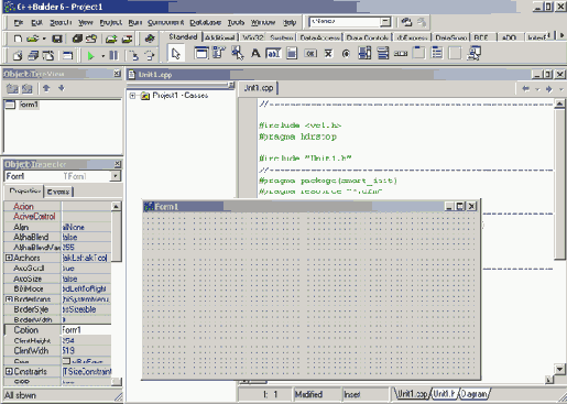 Вид экрана после запуска C++ Builder