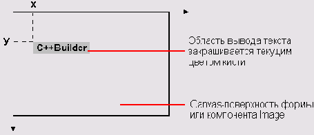 Координаты области вывода текста