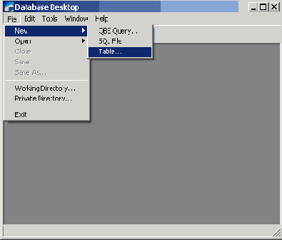 Начало работы над новой таблицей