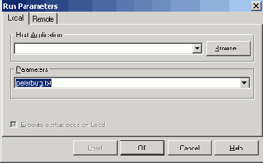 Параметры командной строки надо ввести в поле Parameters