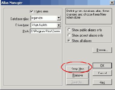 Создание псевдонима базы данных