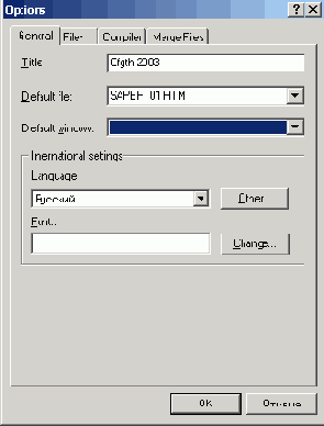 В диалоговом окне Options надо