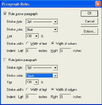 ���������� ���� Paragraph Rules