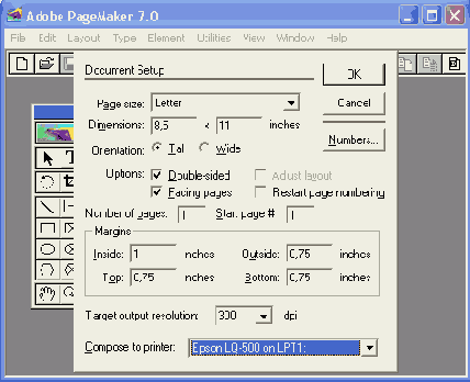 ���������� ���� Document Setup
