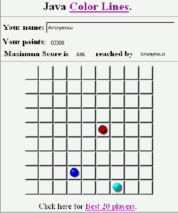 ������� ���� Java Color Lines