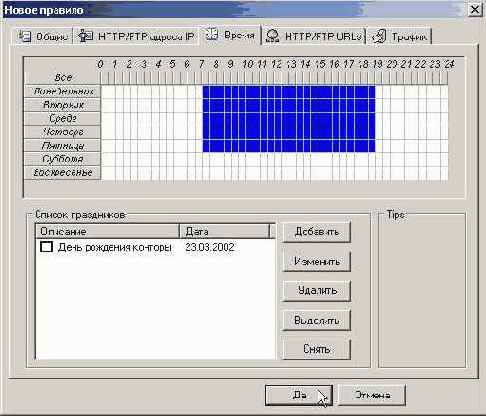 Закладка 'Время’