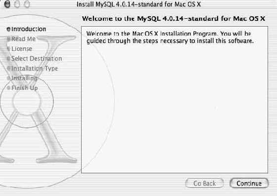 ��������� � ������ MySQL ��� Mac OS X