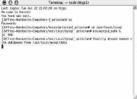 ��������� � ������ MySQL ��� Mac OS X