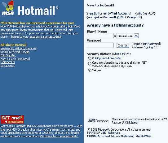 ����� �������� ������ � Hotmail