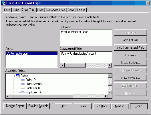 �������� �����-������ (Cross-Tab Report)