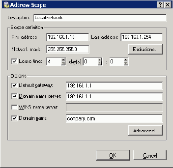 ��������� ������� DHCP