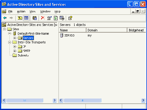 ���� �������� Active Directory Sites and Services