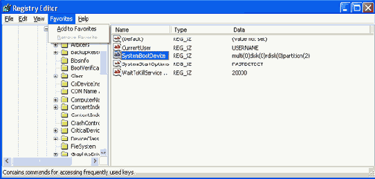 � ������� Windows 2000 � Regedit