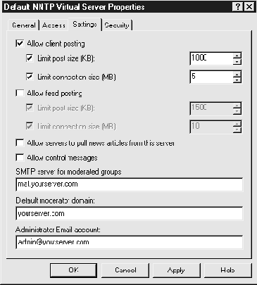 Вкладка Settings (Параметры)