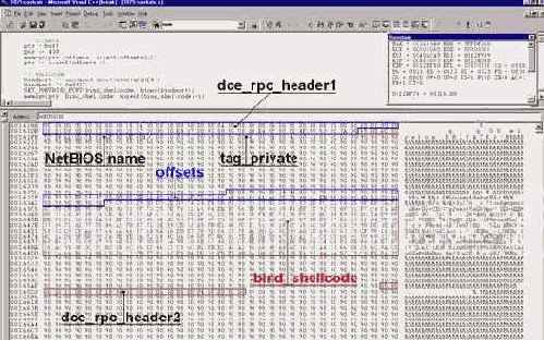 фрагмент exploit'а, ответственный за сборку пакета-убийцы