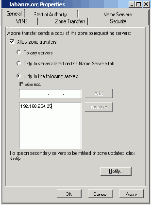 Блокирование переноса зоны DNS Win