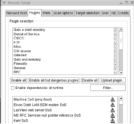 ������� ������������ ������� Nessus