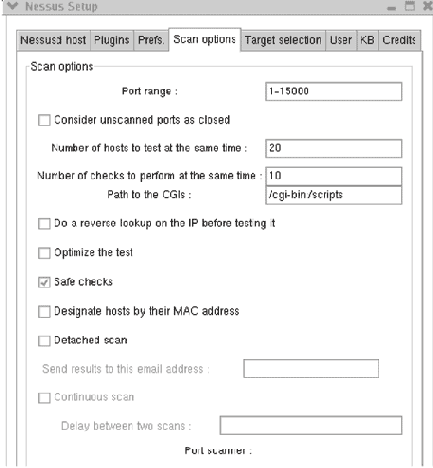 ������� Scan Options (����� ������������)