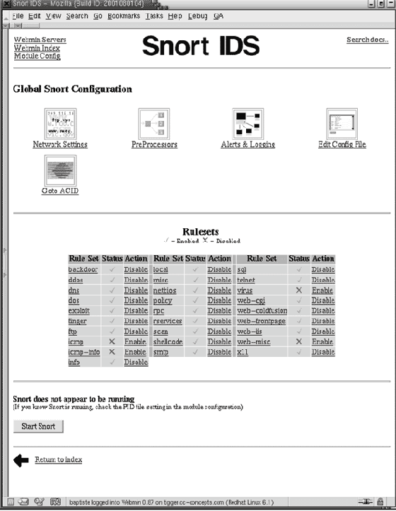 ������ Snort � �������� ������