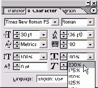 ������� �������������� ������� � ���� ������� Character