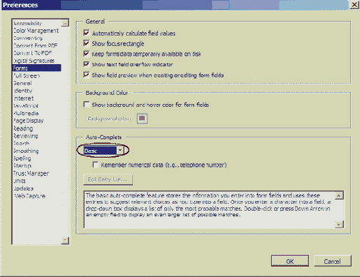 Автоматическое завершение полей формы