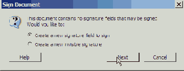 Добавление поля цифровой подписи