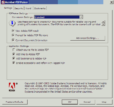 ��������� ���������� Adobe PDF � ��������� PDFMaker