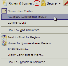 Открытие панелей инструментов комментирования
