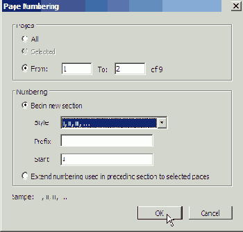 Перенумерация страниц