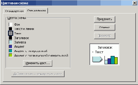 Диалоговое окно, используемое для изменения цветовой схемы слайдов