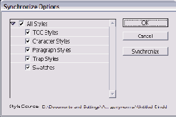 ���������� ���� Synchronize Options