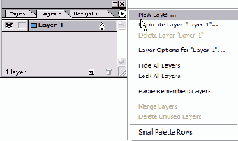 Меню палитры Layers содержит команды для работы со слоями