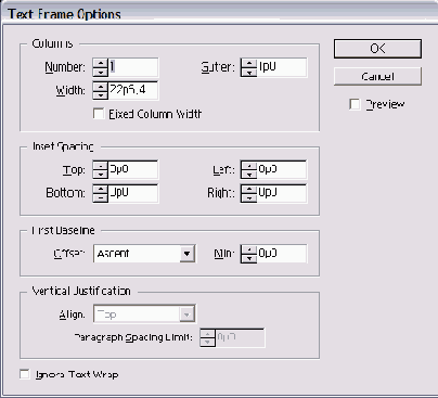 ��������� ������ Ignore Text Wrap