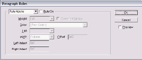 ���������� ���� Paragraph Rules
