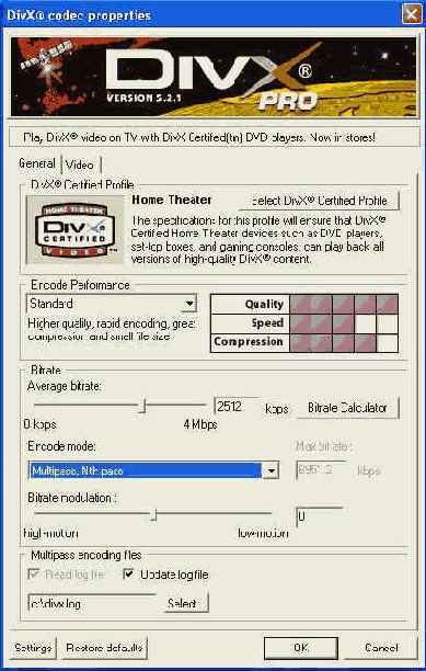 Закладка General
