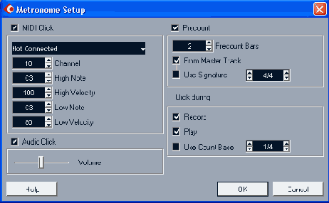 ���������� ���� Metronome Setup