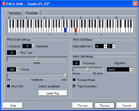 ���� Pitch Shift ������� Transpose